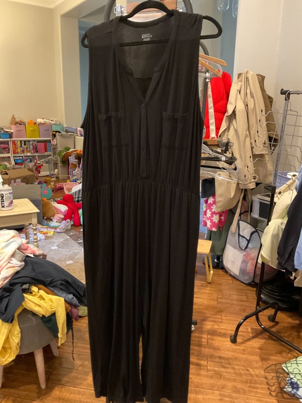 Market & Spruce Black Sleeveless V-Neck Jumpsuit | 2X | Plus Size